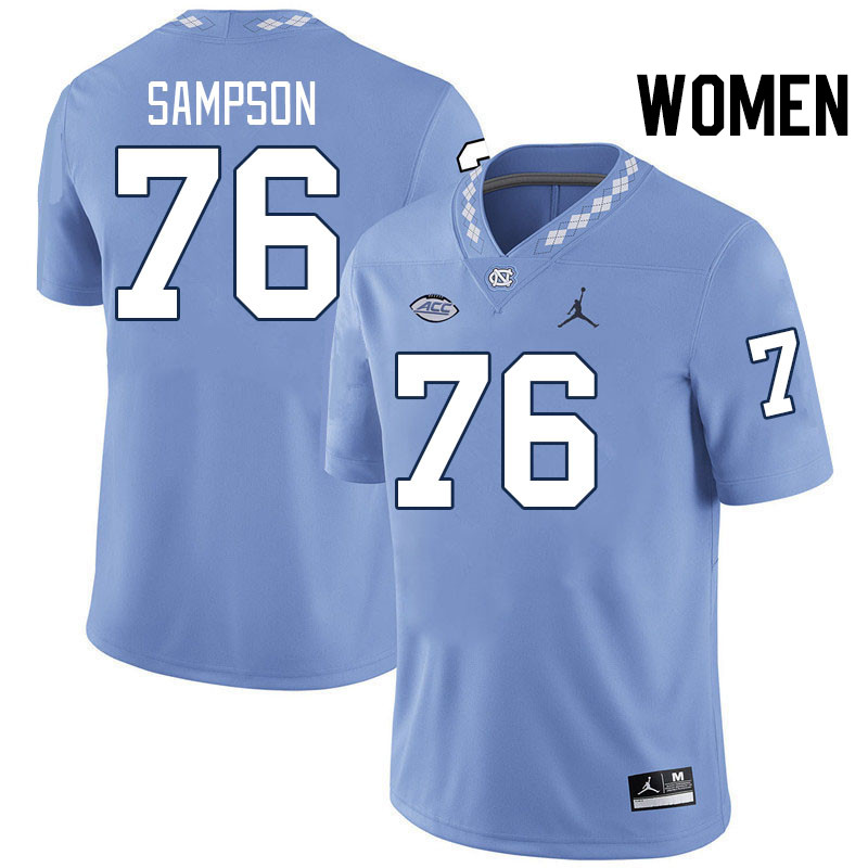 Women #76 Howard Sampson North Carolina Tar Heels College Football Jerseys Stitched-Carolina Blue